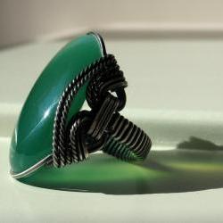 Green Agate Ring, Minty Sa..